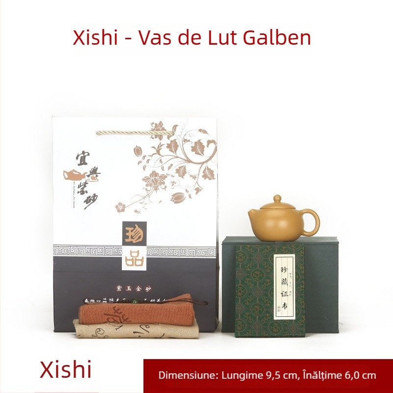 Ceainic Yixing din lut mov, făcut manual, în cutie cadou, personalizabil, ceremonie de ceai Kung Fu