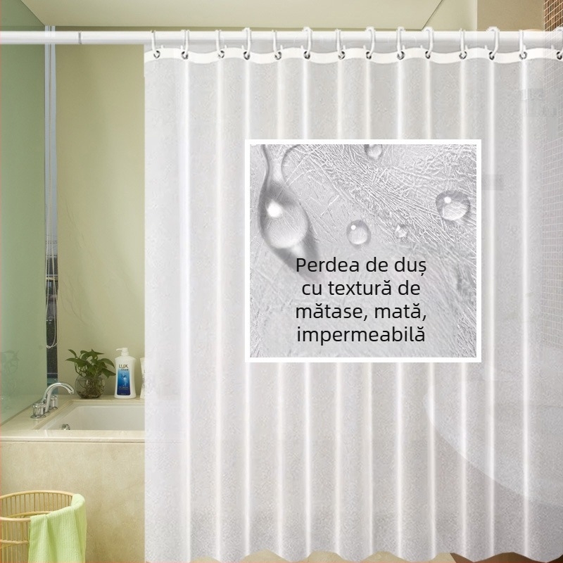 Cortină de duș cu model 3D din mătase, stil nordic minimalist, separare uscat-ud