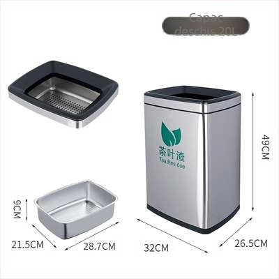 Recipient din oțel inoxidabil pentru resturi de ceai, capacitate mare, pentru birou și spațiu de ceai, cu filtru pentru resturi de ceai
