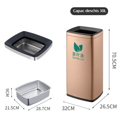 Recipient din oțel inoxidabil pentru resturi de ceai, capacitate mare, pentru birou și spațiu de ceai, cu filtru pentru resturi de ceai