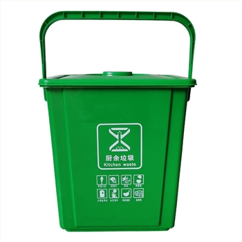 Coș de gunoi pătrat de 10L cu capac și filtru, pentru uz casnic, separare uscat-umed a deșeurilor în bucătărie; include o găleată rotundă de 20L pentru ceai și apă.