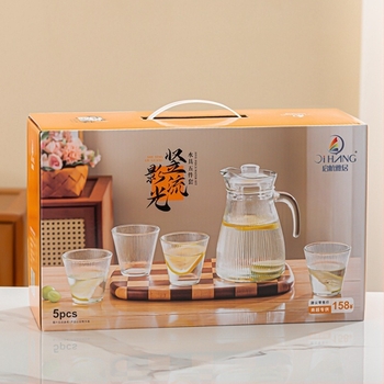 Qihang Yajiu Nordic stil set de apă din sticlă cu textură ciocan — recipient pentru apă rece și recipient pentru suc