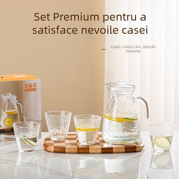 Qihang Yajiu Nordic stil set de apă din sticlă cu textură ciocan — recipient pentru apă rece și recipient pentru suc