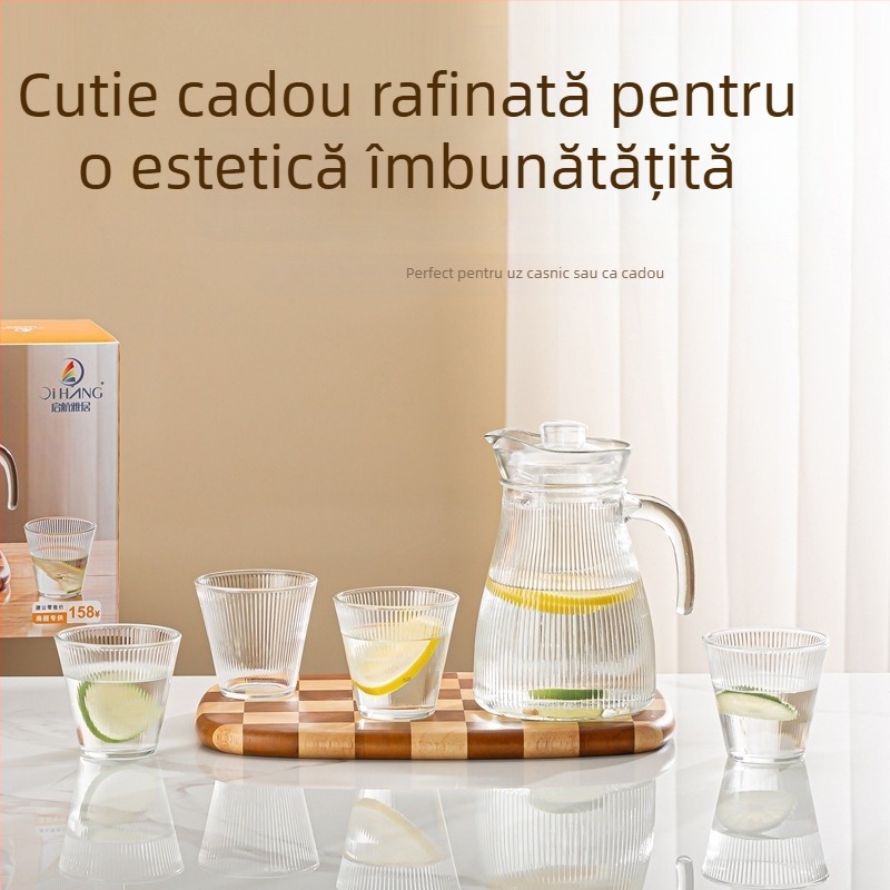 Qihang Yajiu Nordic stil set de apă din sticlă cu textură ciocan — recipient pentru apă rece și recipient pentru suc