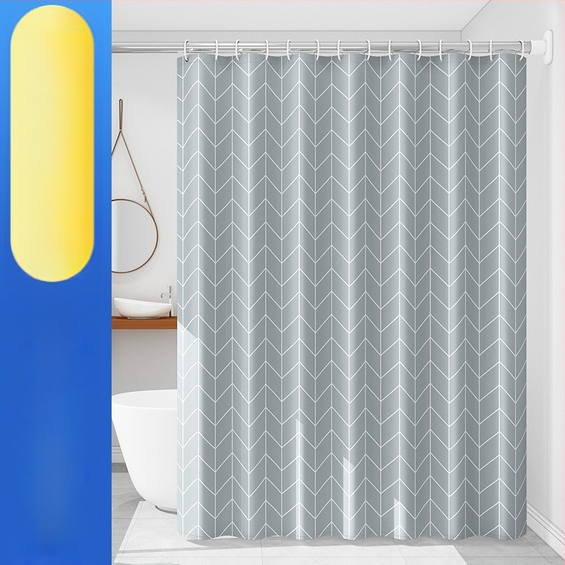 Cortină de duș din plastic, stil nordic, subțire, în carouri gri, impermeabilă și rezistentă la mucegai