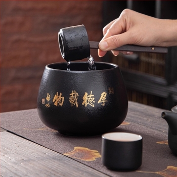 Vas ceramic pentru spălarea ceaiului, uz casnic, cu recipiente de apă mici și mari, găleată pentru apă uzată, accesorii pentru ceremonia Gongfu a ceaiului