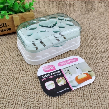 Suport de săpun transparent, cu găuri de drenaj și capac, din plastic, pentru baie
