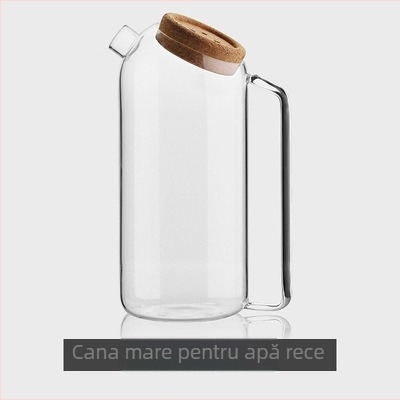 Cană creativă pentru apă rece, cu dop din plută, sticlă transparentă îngroșată, capacitate mare, pentru suc și ceai, pentru plită electrică din ceramică