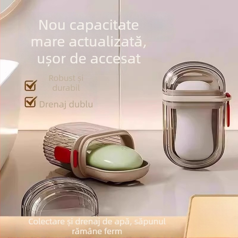 Cutie de săpun de călătorie, impermeabilă cu drenaj, sigilată cu capac, depozitare portabilă pentru săpun