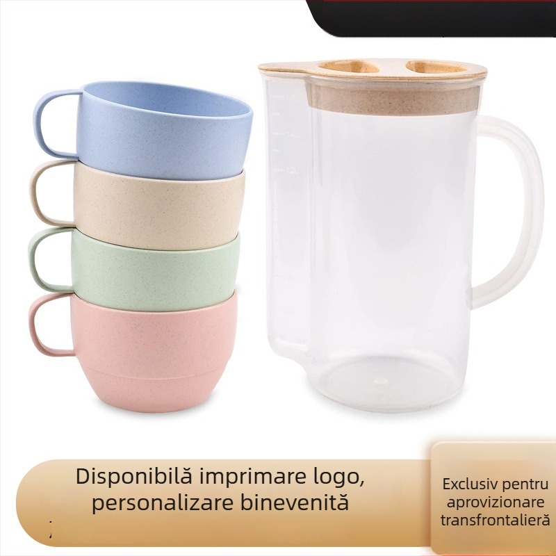 Carafă de apă din plastic, minimalistă, 1,6 L, sigură pentru frigider, rezistentă la temperaturi ridicate, capacitate mare pentru băuturi