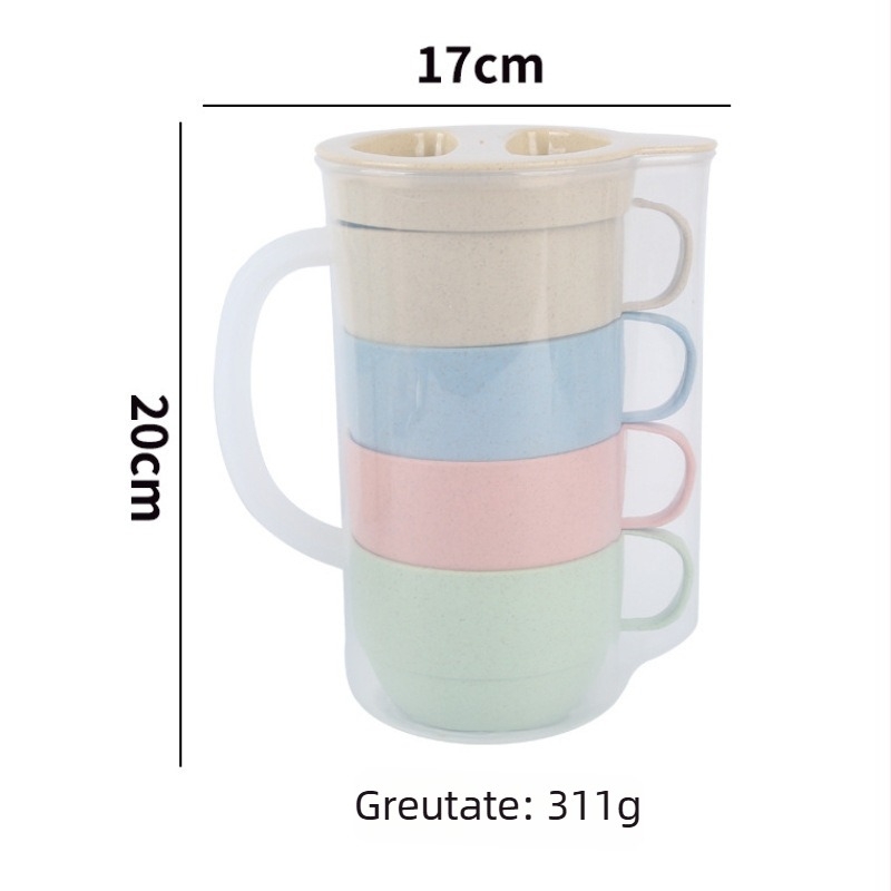 Carafă de apă din plastic, minimalistă, 1,6 L, sigură pentru frigider, rezistentă la temperaturi ridicate, capacitate mare pentru băuturi