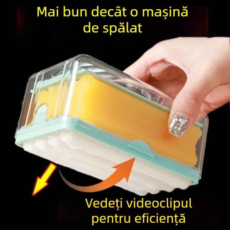 Cutie de săpun fără frecare, cu sistem de spumare cu role, recipient multifuncțional de drenaj