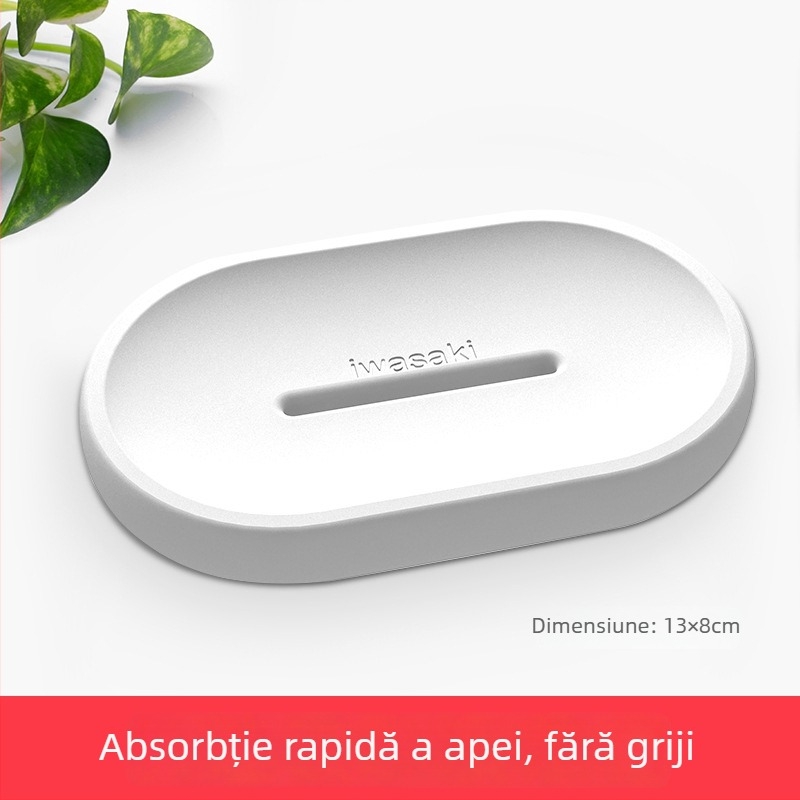 Suport pentru săpun din diatomită, suprafață absorbantă, 13x8 cm