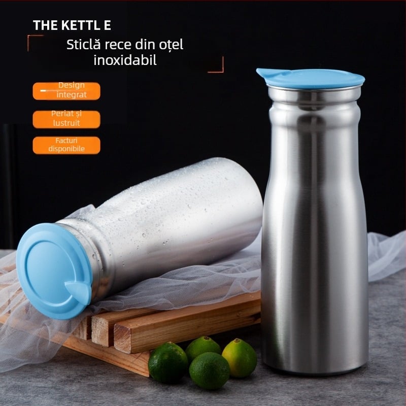 Ceainic din oțel inoxidabil pentru apă rece, 1,0 L, design cu un singur strat – pentru sucuri, băuturi și ceai