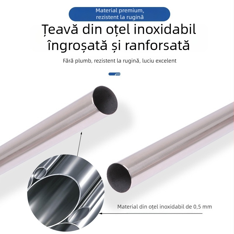 Șină telescopică pentru duș din oțel inoxidabil, cap albastru, grosime 0,5 mm, oțel inox 201