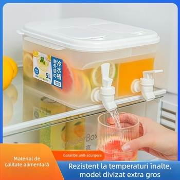 Sticla de apă rece de 5L, cu robinete duble și filtru, din plastic, rezistentă la temperaturi înalte, capacitate mare, stil japonez-coreean