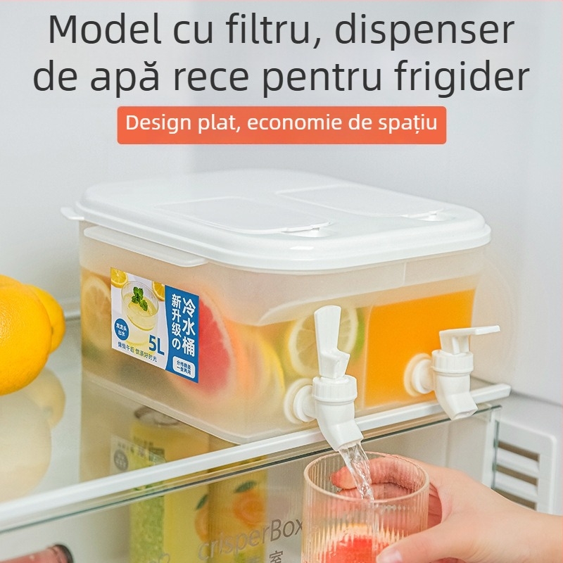 Sticla de apă rece de 5L, cu robinete duble și filtru, din plastic, rezistentă la temperaturi înalte, capacitate mare, stil japonez-coreean