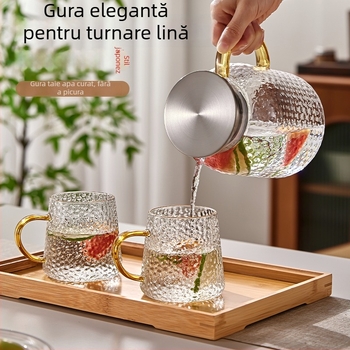 Ceainic din sticlă cu infuzor, capacitate mare, rezistent la temperaturi înalte, pentru ceai și ceai de fructe