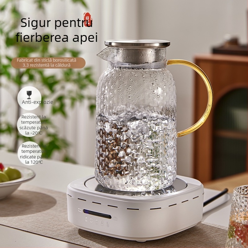 Ceainic din sticlă cu infuzor, capacitate mare, rezistent la temperaturi înalte, pentru ceai și ceai de fructe