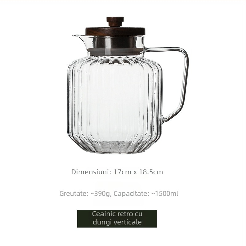 Ceainic din sticlă borosilicată, rezistent la temperaturi, transparent, cu capacitate mare, pentru ceai și apă rece, potrivit pentru încălzire pe plită ceramică electrică