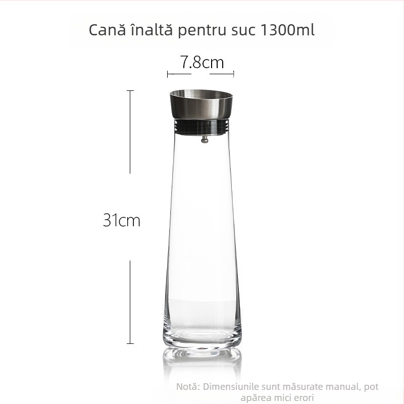 Carafă de apă din sticlă pentru uz casnic, cu textură ciocănită, capacitate mare pentru apă rece, sucuri și băuturi