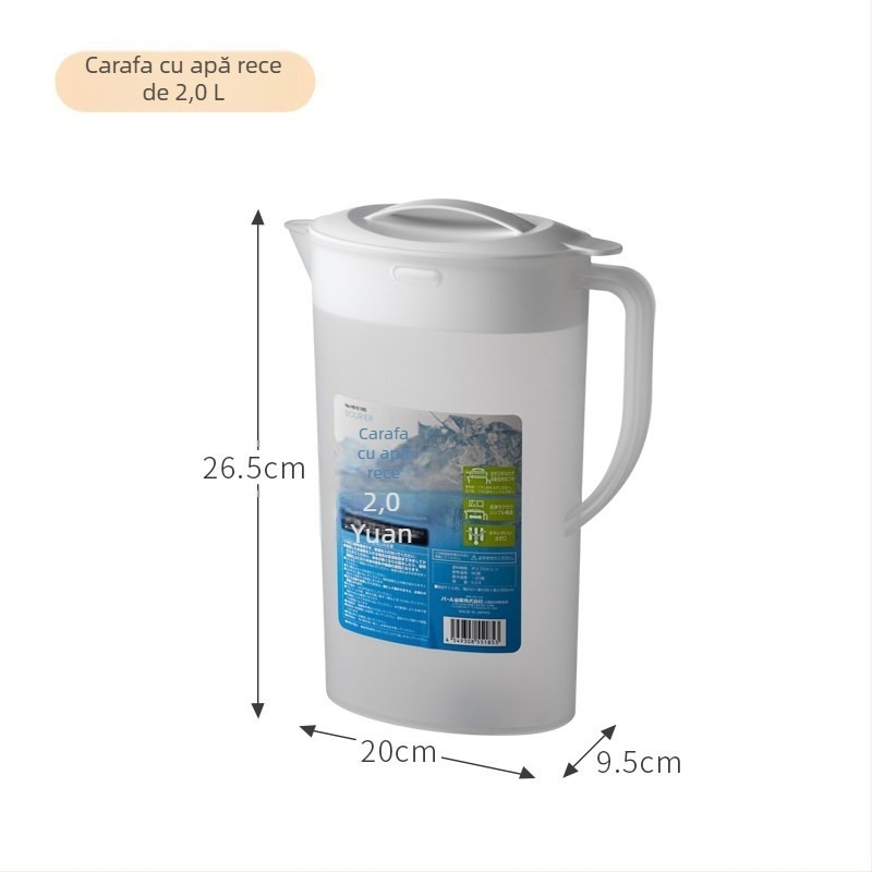 Carafă de plastic pentru apă rece, capacitate mare, pentru vară, potrivită pentru frigider, pentru apă rece și apă cu lămâie