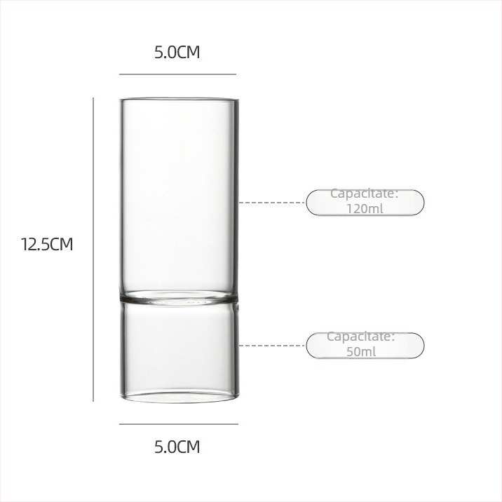 Set ceainic din sticlă borosilicată, cu căni în formă de segmente de bambus, capacitate mare, design chinezesc în stil Song, posibilitatea personalizării logo-ului