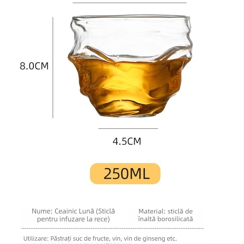 Set ceainic din sticlă borosilicată, cu căni în formă de segmente de bambus, capacitate mare, design chinezesc în stil Song, posibilitatea personalizării logo-ului