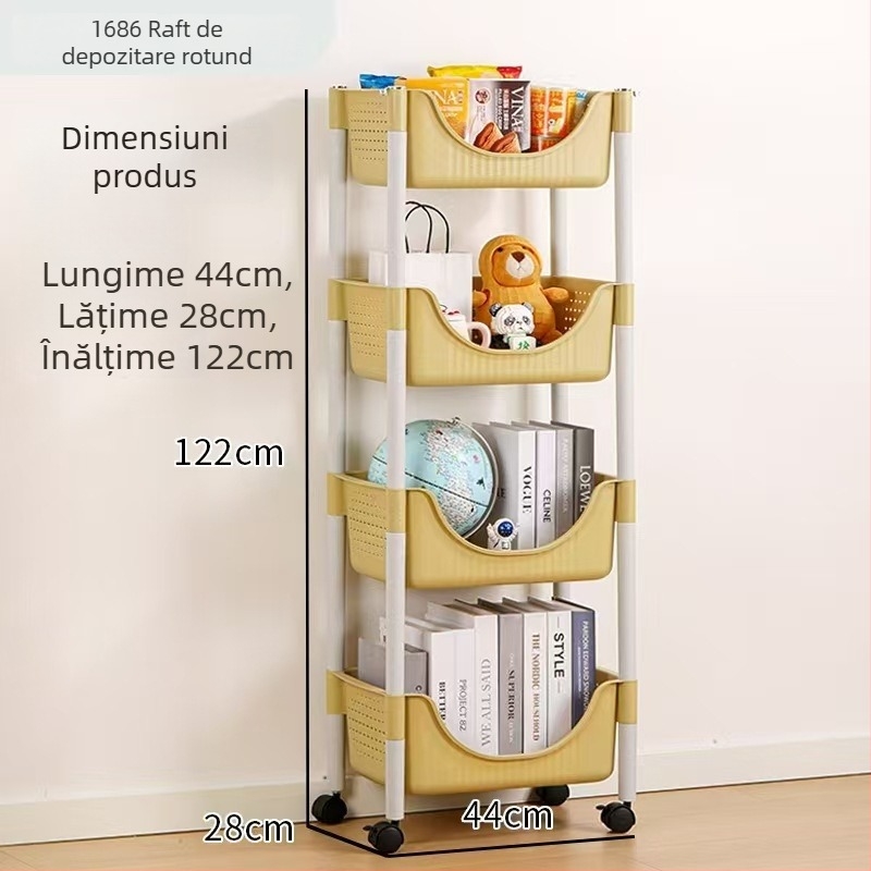 1686 Raft de depozitare cu patru etaje, multifuncțional pentru jucăriile copiilor – design simplu, modern, pentru bucătărie, dormitor și baie