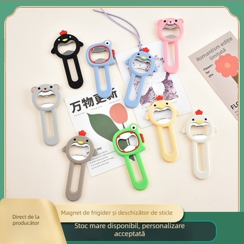 Deschizător magnetic pentru sticle, corp din silicon, portabil, design Little Bear, magnet pentru frigider