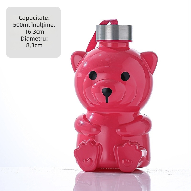 Sticlă din sticlă pentru ceai cu lapte, design ursuleț drăguț; recipient creativ pentru ceai de fructe și băuturi spirtoase