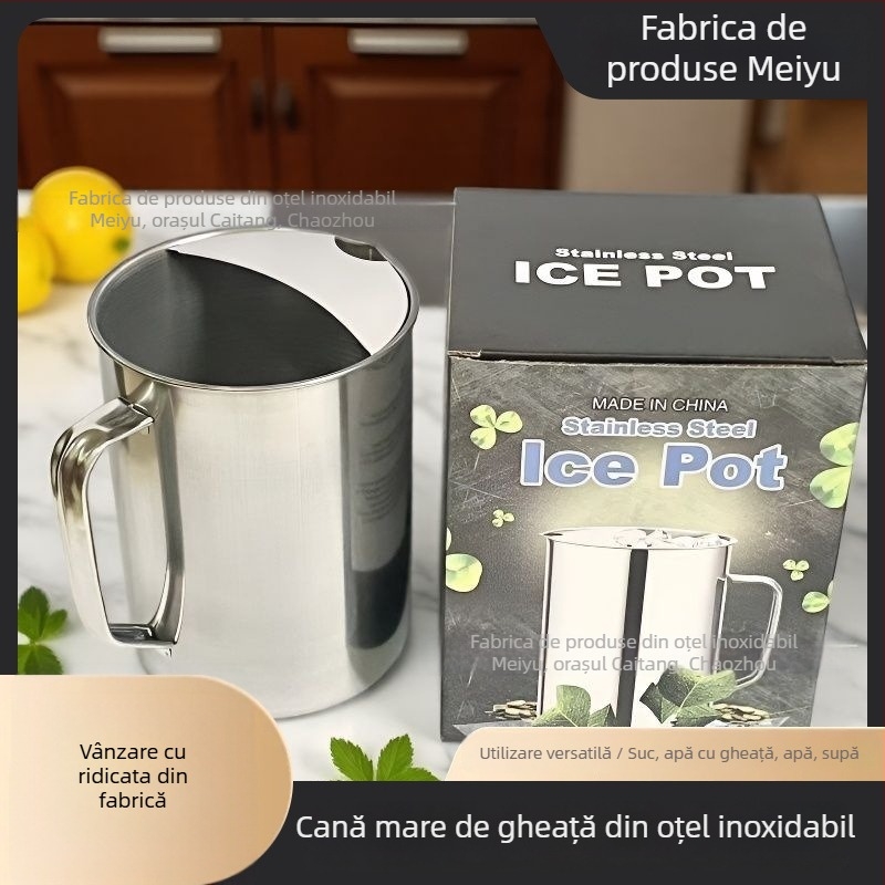 Carafă din oțel inoxidabil, capacitate mare, pentru apă rece, cu utilizări multiple: cuburi de gheață, suc, apă și supă
