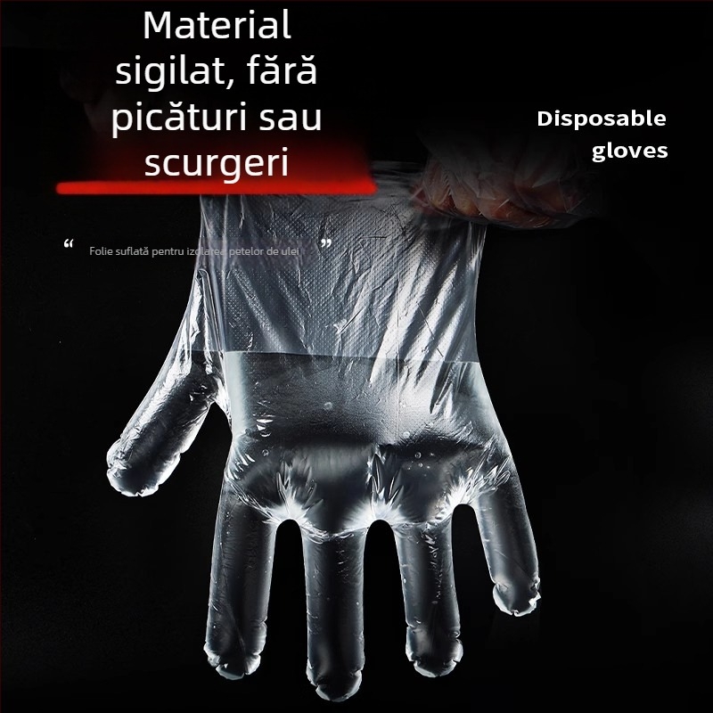 Mănuși de unică folosință pentru catering și uz casnic, folie PE îngroșată, mănuși transparente durabile, mărime mare, pentru manipularea alimentelor