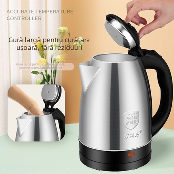 Fierbător electric Wanlida, 1–2 L, oțel inoxidabil, 1500 W, întrerupere automată, bază rotativă la 360°, fierbere rapidă