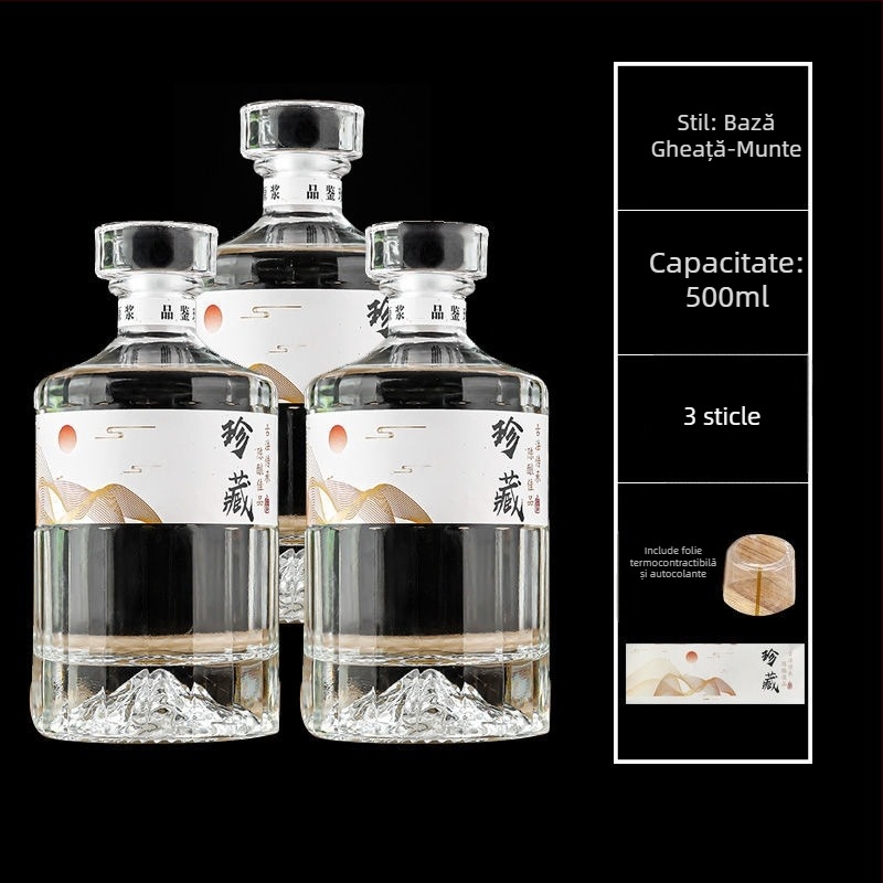 Sticle de vin din sticlă transparente, cu capac, set ambalat pentru home-brewing și banchete de nuntă