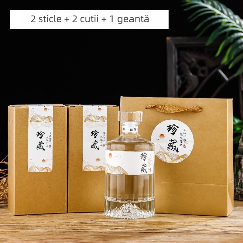 Sticle de vin din sticlă transparente, cu capac, set ambalat pentru home-brewing și banchete de nuntă