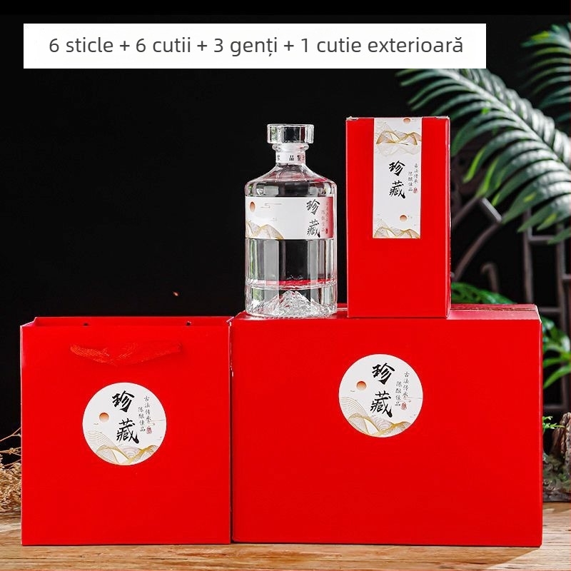 Sticle de vin din sticlă transparente, cu capac, set ambalat pentru home-brewing și banchete de nuntă