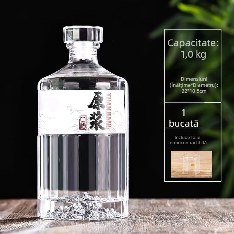 Sticle de vin din sticlă transparente, cu capac, set ambalat pentru home-brewing și banchete de nuntă
