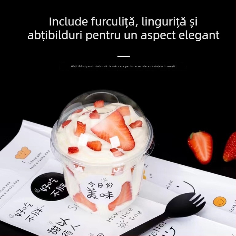Cupă de desert de unică folosință 360 ml pentru boba și sundae, ceai cu lapte în formă U