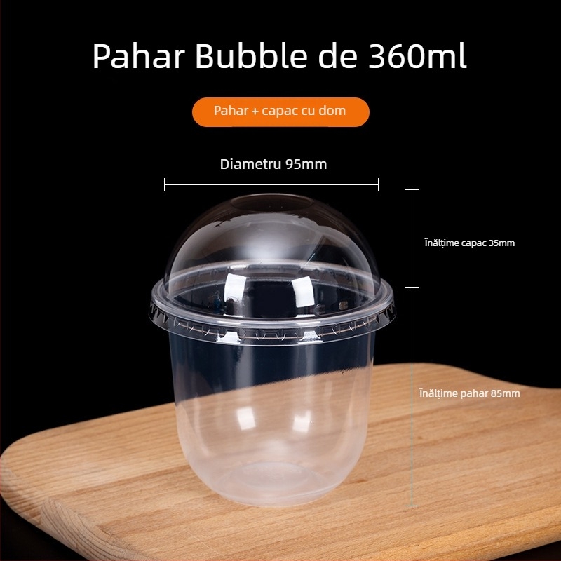 Cupă de desert de unică folosință 360 ml pentru boba și sundae, ceai cu lapte în formă U