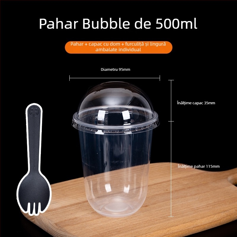 Cupă de desert de unică folosință 360 ml pentru boba și sundae, ceai cu lapte în formă U