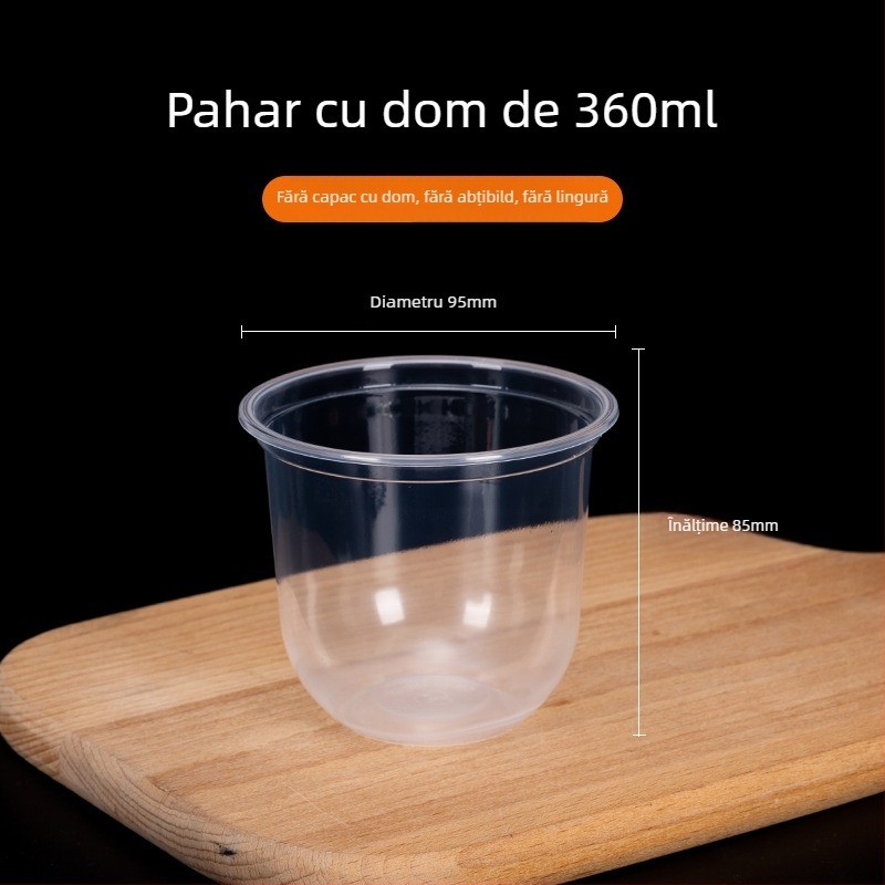 Cupă de desert de unică folosință 360 ml pentru boba și sundae, ceai cu lapte în formă U