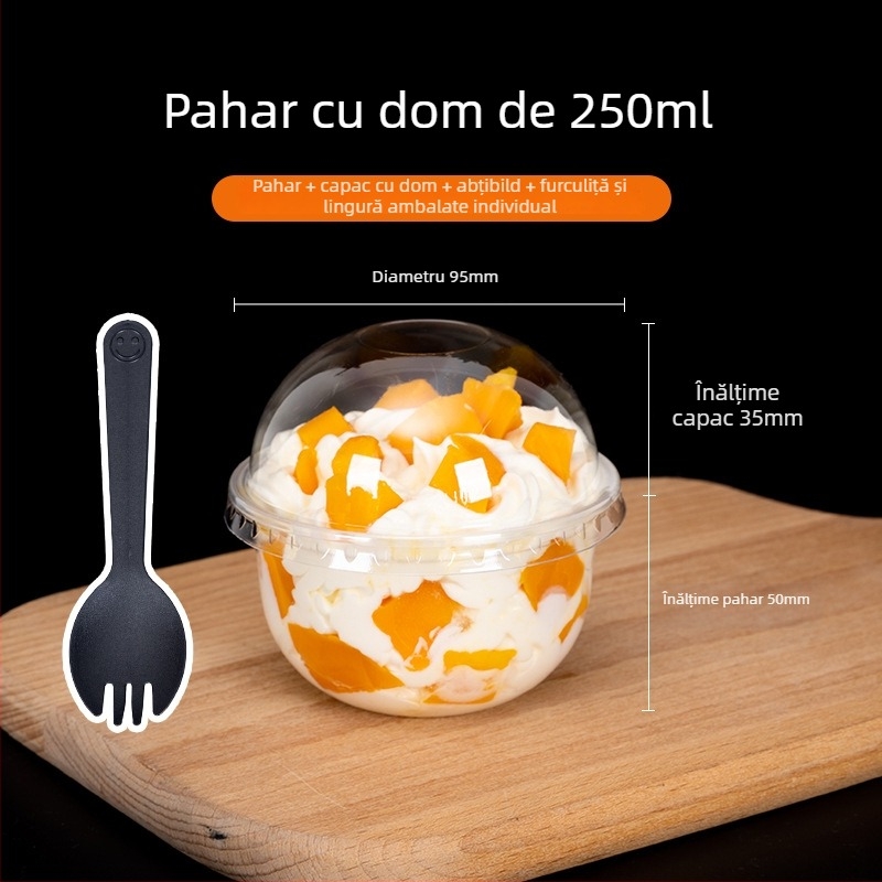Cupă de desert de unică folosință 360 ml pentru boba și sundae, ceai cu lapte în formă U