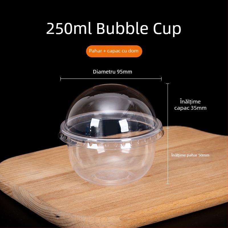 Cupă de desert de unică folosință 360 ml pentru boba și sundae, ceai cu lapte în formă U