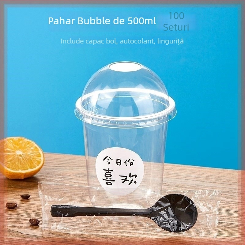 Cupă de desert de unică folosință 360 ml pentru boba și sundae, ceai cu lapte în formă U