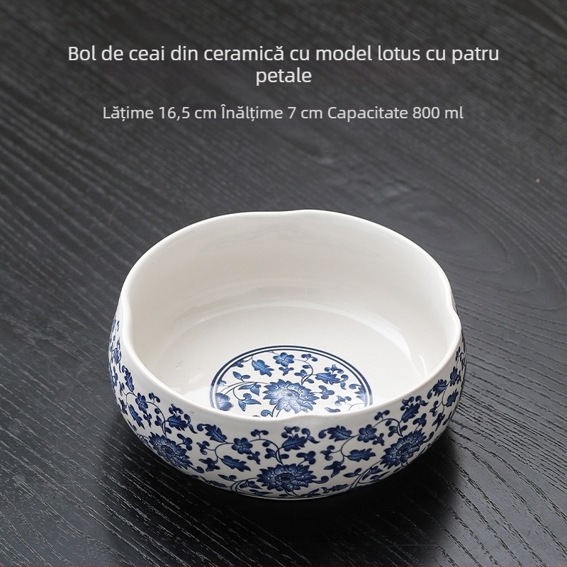 Set mare de ceai din porțelan alb pentru uz casnic, incluzând cești de ceai, boluri de ceai, boluri pentru apă, accesorii de ceai și tavă de ceai
