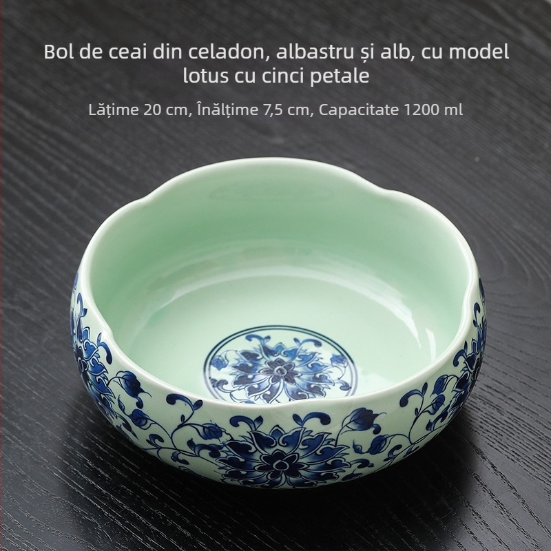 Set mare de ceai din porțelan alb pentru uz casnic, incluzând cești de ceai, boluri de ceai, boluri pentru apă, accesorii de ceai și tavă de ceai