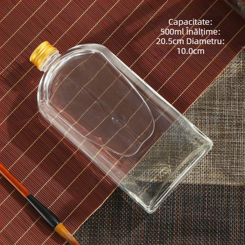 Sticle mini din sticlă pentru cafea cold brew, băuturi și sucuri — corp plat pătrat sau rotund, mat sau transparent, 50-500 ml