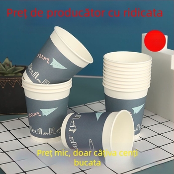 Cupe de hârtie de unică folosință, margine îngroșată, 201–300 ml, pentru acasă, birou și nunți; imprimare logo disponibilă.