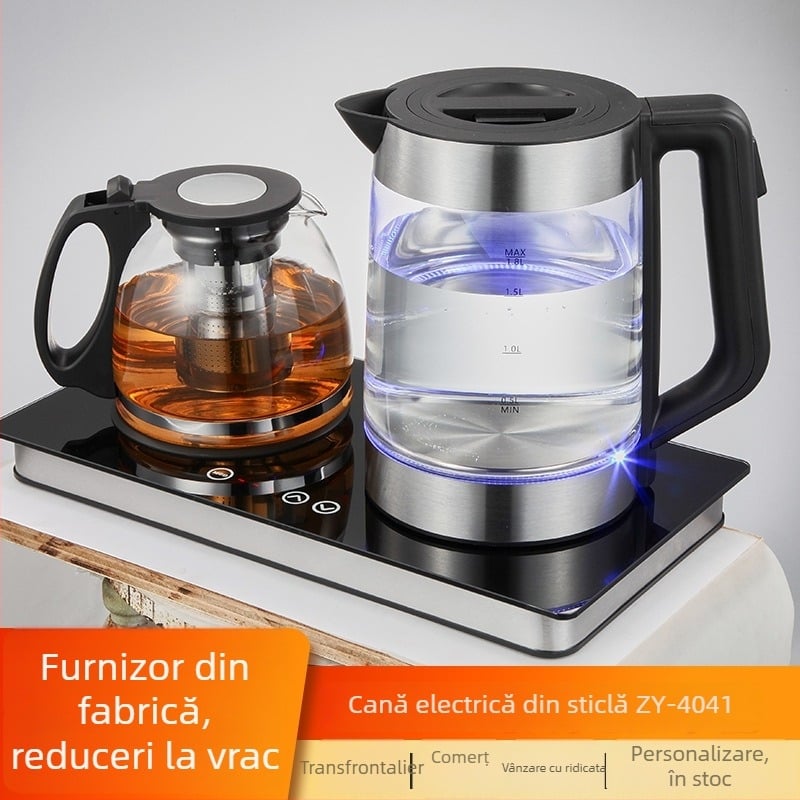 Ceainic electric LFGB pentru alimente, corp din sticlă și control precis al temperaturii, capacitate 1,8 L